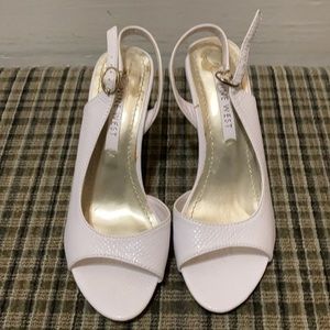 White Snake Skin Heels
